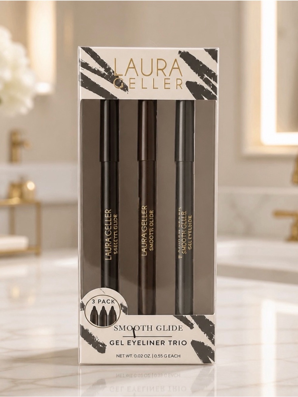 Laura Geller Smooth Glide Gel Eyeliner Trio – Black, Brown & Grey – 3 Pack